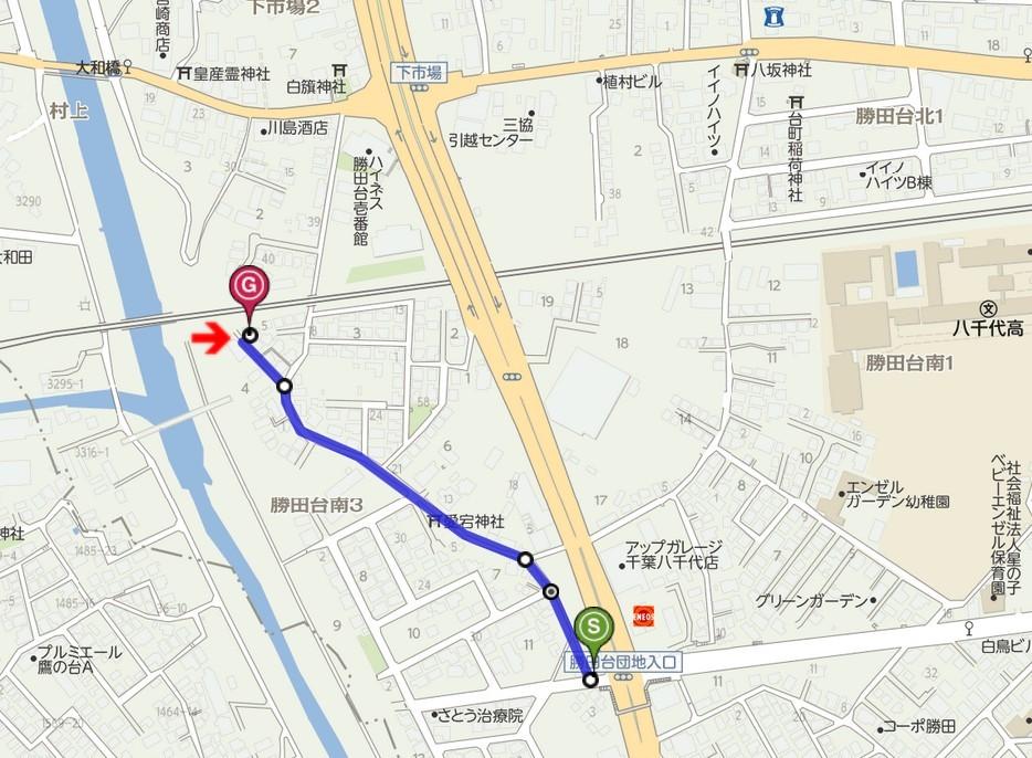 Access view. Please enter from "Katsutadai housing complex entrance" intersection in the case of car.