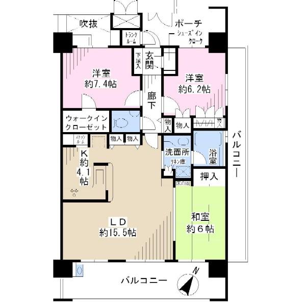 Floor plan. 3LDK, Price 18,800,000 yen, Occupied area 87.07 sq m , Balcony area 26.85 sq m