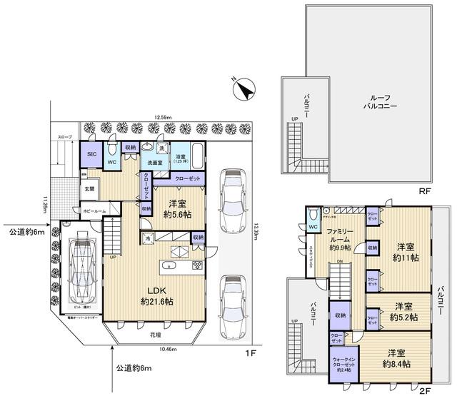 Floor plan. 48,800,000 yen, 4LDK+S, Land area 166.33 sq m , South-facing with an emphasis on building area 173.02 sq m daylighting
