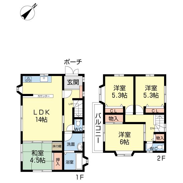 Floor plan. 22,700,000 yen, 4LDK, Land area 165.32 sq m , Building area 89.42 sq m