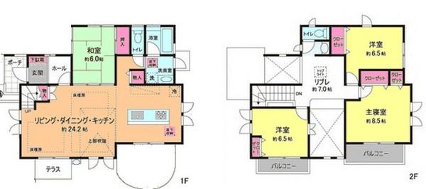 Floor plan. (3-24-4), Price 35,440,000 yen, 4LDK+S, Land area 224.94 sq m , Building area 127.1 sq m