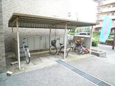 Other common areas. Bicycle parking lot with a roof.