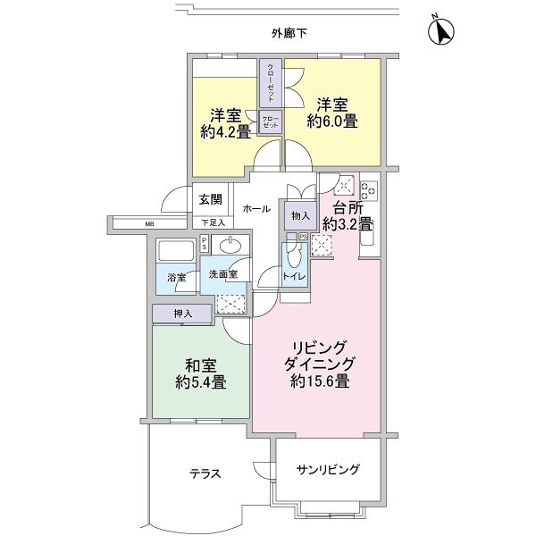 Floor plan. 3LDK, Price 13.7 million yen, Footprint 77.6 sq m
