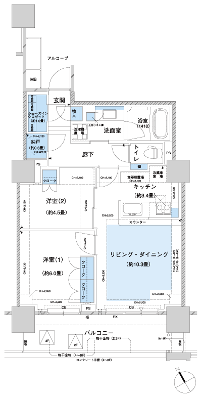 Floor: 2LD ・ K + SIC + N, the occupied area: 60.06 sq m, Price: 27,200,000 yen ・ 30,100,000 yen, now on sale