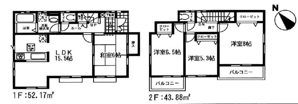 Floor plan. (1 Building), Price 25,800,000 yen, 4LDK, Land area 120 sq m , Building area 96.05 sq m