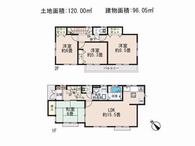 Floor plan. (4 Building), Price 24,800,000 yen, 4LDK, Land area 120 sq m , Building area 96.05 sq m