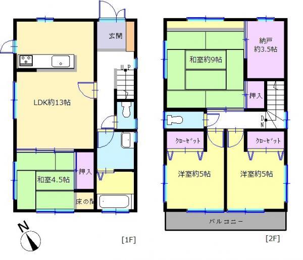 Floor plan. 21.3 million yen, 4LDK+S, Land area 111.32 sq m , Building area 95.54 sq m