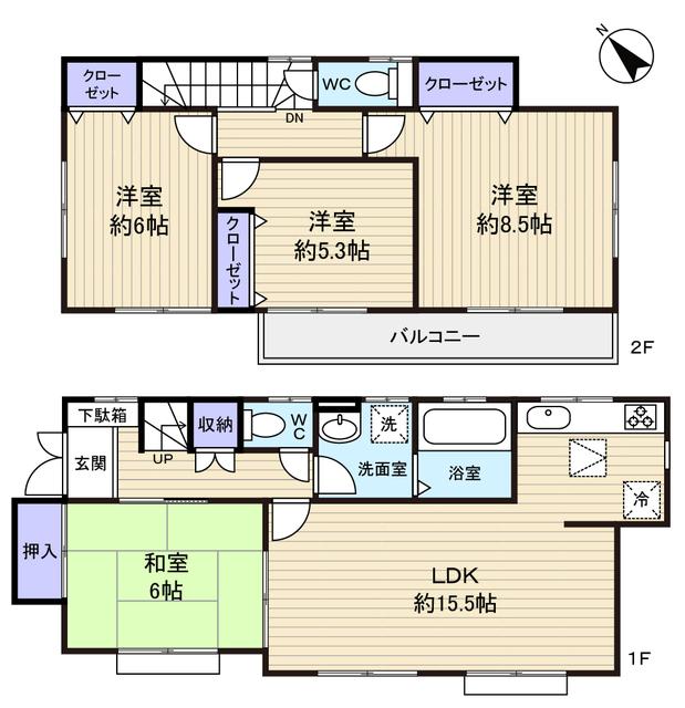 Floor plan. 24,800,000 yen, 4LDK, Land area 120 sq m , Bright floor plan of the building area 96.05 sq m All rooms southwestward