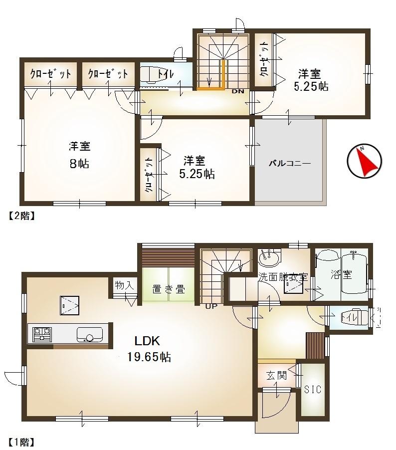 Floor plan. (1 Building), Price 31,800,000 yen, 3LDK+S, Land area 125.74 sq m , Building area 96.05 sq m