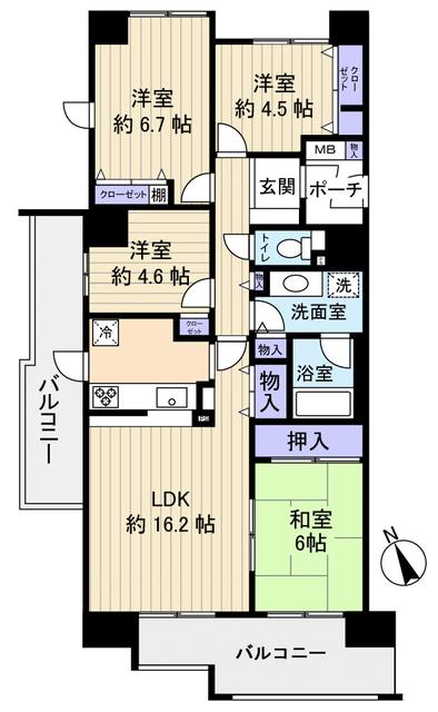 Floor plan. 4LDK, Price 14.8 million yen, Occupied area 85.63 sq m , Balcony area 22.78 sq m 11F part angle room, View is good