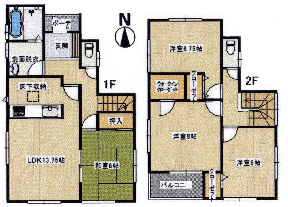 Floor plan. (1 Building), Price 29,800,000 yen, 4LDK+S, Land area 112.53 sq m , Building area 98.12 sq m