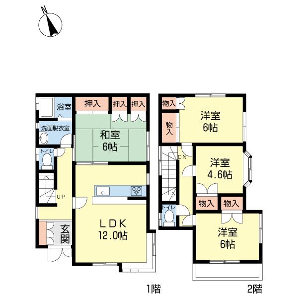 Floor plan. 16.8 million yen, 4LDK, Land area 89.89 sq m , Building area 88.59 sq m