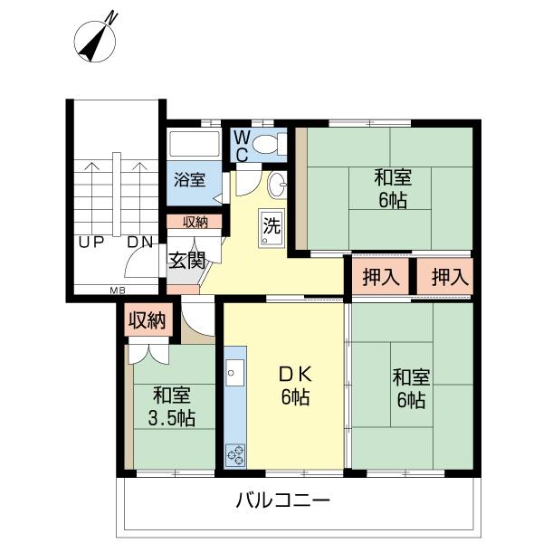 Floor plan. 3DK, Price 2.6 million yen, Occupied area 51.18 sq m , Balcony area 8.26 sq m