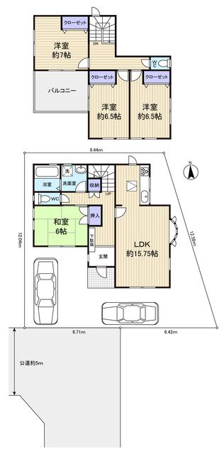 Floor plan. 19,800,000 yen, 4LDK, Land area 135.96 sq m , Building area 106.4 sq m Zenshitsuminami facing 6 quires more