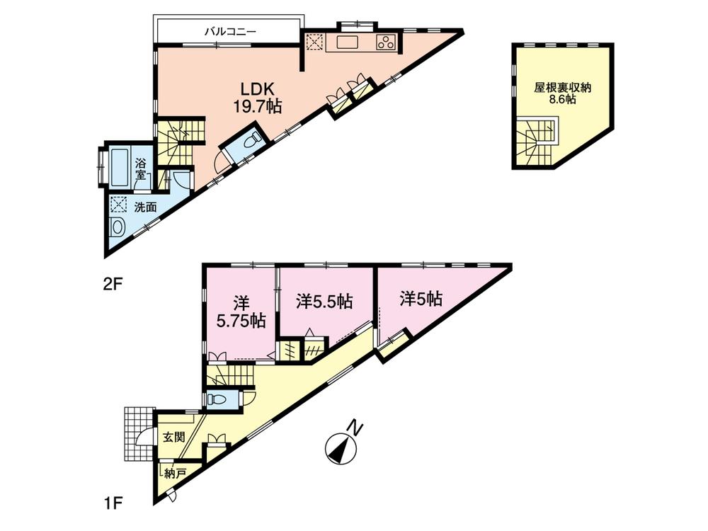 Floor plan. 28.8 million yen, 3LDK + S (storeroom), Land area 106.69 sq m , Building area 93.24 sq m