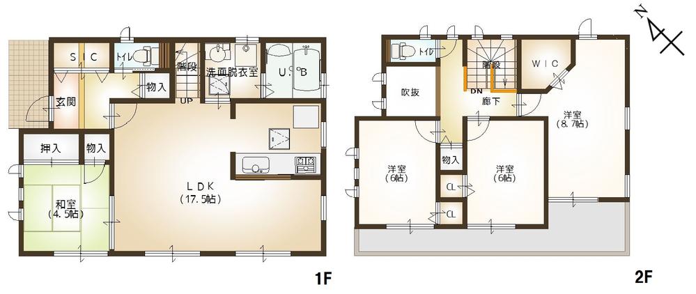 Floor plan. 33,800,000 yen, 4LDK, Land area 99 sq m , Building area 105.16 sq m 4LDK + SIC + WIC