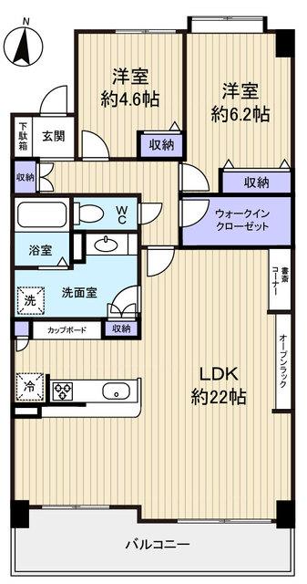 Floor plan. 2LDK+S, Price 22,800,000 yen, Occupied area 76.54 sq m , Balcony area 9.45 sq m Floor