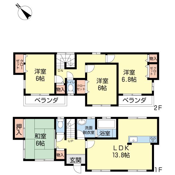 Floor plan. 15,980,000 yen, 4LDK, Land area 100.86 sq m , Building area 96.88 sq m