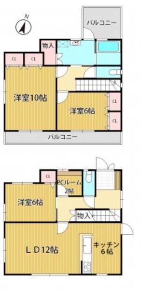 Floor plan. 19,800,000 yen, 3LDK + S (storeroom), Land area 133.96 sq m , Building area 107.1 sq m 3SLDK with PC Room