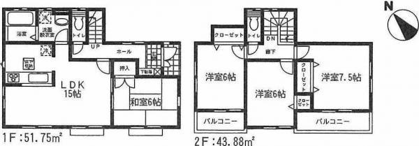 Floor plan. 24,800,000 yen, 4LDK, Land area 120 sq m , Building area 95.63 sq m