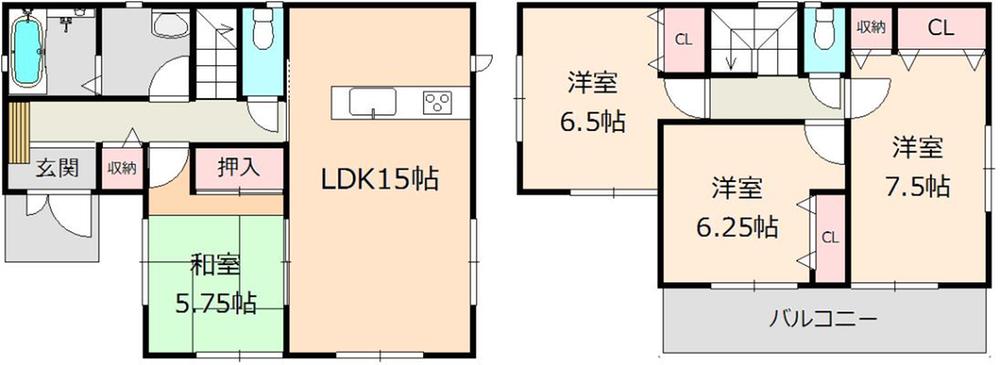 Floor plan. (Building 2), Price 24,300,000 yen, 4LDK, Land area 138.76 sq m , Building area 98.12 sq m
