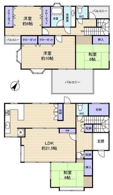 Floor plan. 29,800,000 yen, 4LDK, Land area 198.04 sq m , Thank building area 118.41 sq m balcony 3 places
