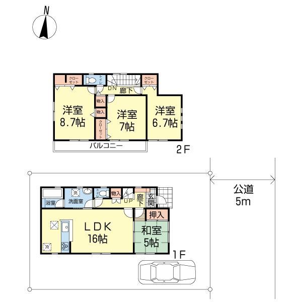 Floor plan. (6 Building), Price 27,800,000 yen, 4LDK, Land area 123 sq m , Building area 101.25 sq m