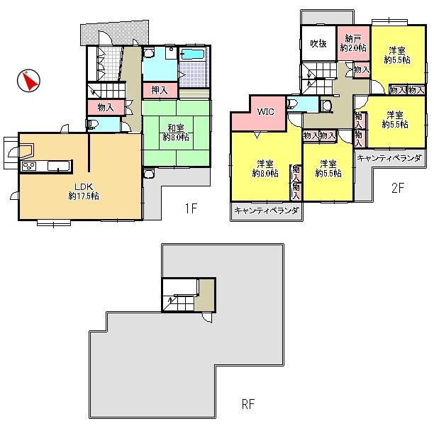 Floor plan. 24,800,000 yen, 5LDK + S (storeroom), Land area 168 sq m , Building area 129.76 sq m