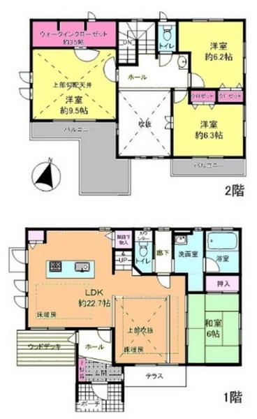 Floor plan. (3-22-2), Price 37,428,000 yen, 4LDK+S, Land area 228.62 sq m , Building area 126.28 sq m