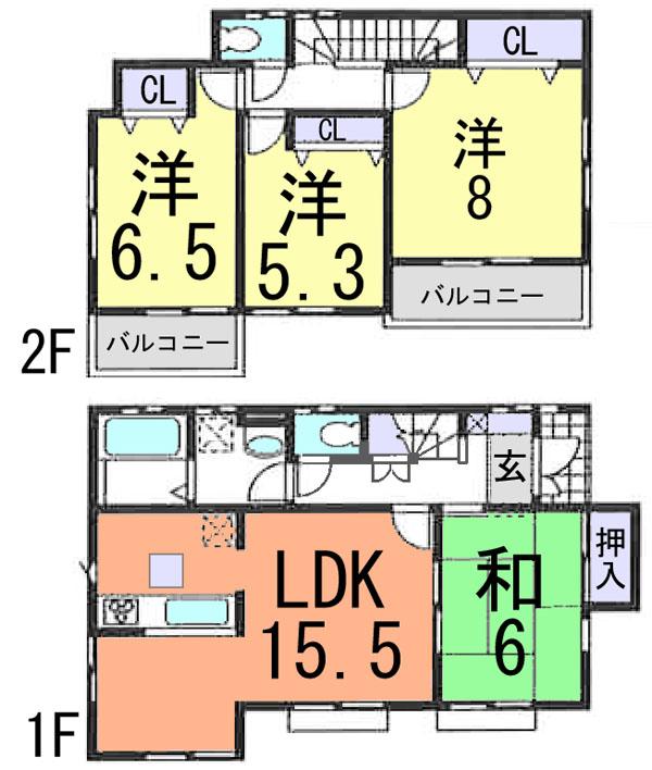 Floor plan. (1 Building), Price 25,800,000 yen, 4LDK, Land area 120 sq m , Building area 96.05 sq m