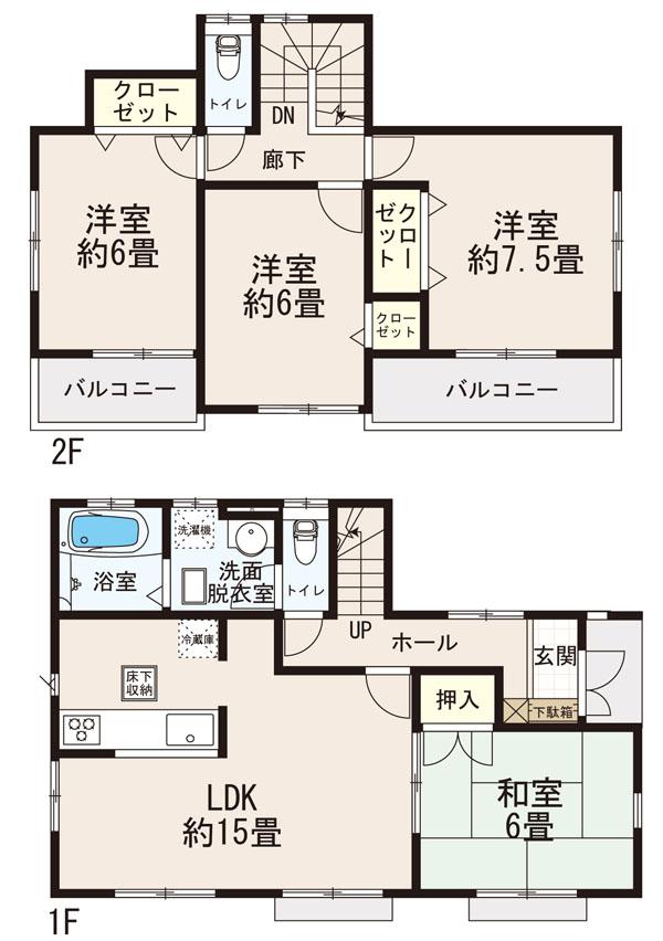 Floor plan. (Building 2), Price 23.8 million yen, 4LDK, Land area 120 sq m , Building area 95.63 sq m