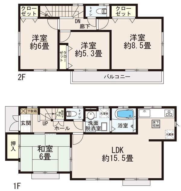 Floor plan. (4 Building), Price 24,800,000 yen, 4LDK, Land area 120 sq m , Building area 96.05 sq m