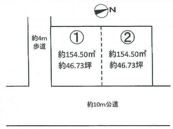 Compartment figure. Land price 14.4 million yen, Land area 154.5 sq m