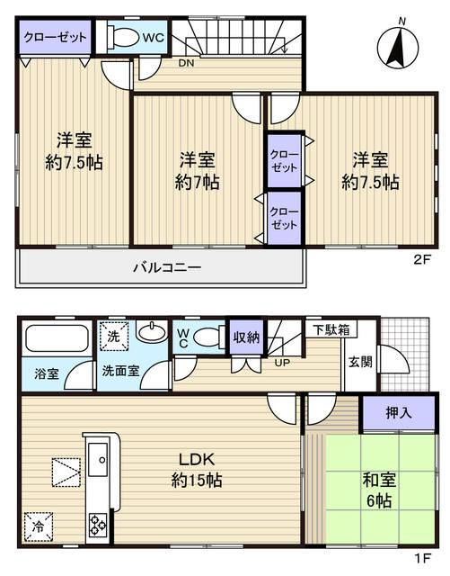 Floor plan. 29,800,000 yen, 4LDK, Land area 123 sq m , Is taken between building area 98.01 sq m Zenshitsuminami facing bright
