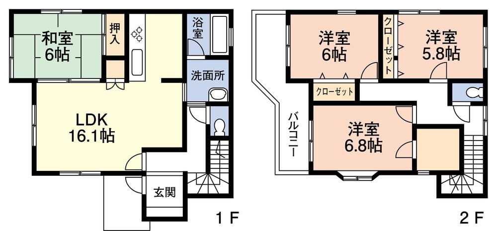 Floor plan. 19,800,000 yen, 4LDK, Land area 105.81 sq m , Building area 103.5 sq m