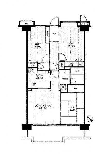 Floor plan. 3LDK, Price 15.8 million yen, Footprint 72.6 sq m , Balcony area 11.7 sq m