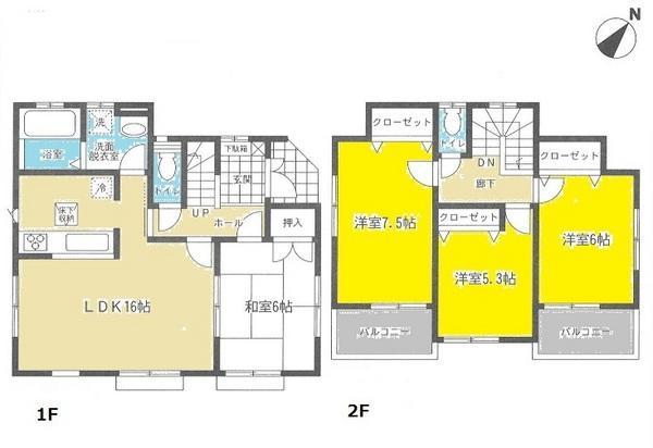 Floor plan. 22,800,000 yen, 4LDK, Land area 221.04 sq m , Building area 96.05 sq m