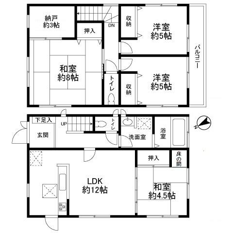 Floor plan. 21.3 million yen, 4LDK+S, Land area 111.32 sq m , Building area 95.54 sq m