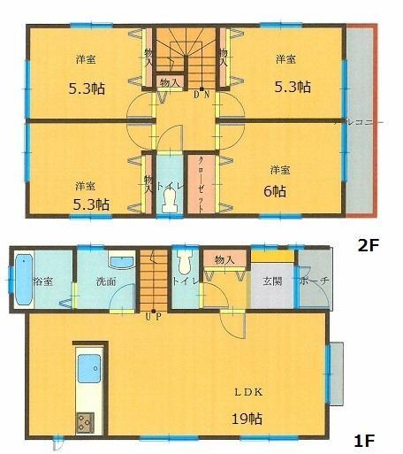 Floor plan. 23.8 million yen, 4LDK, Land area 134.6 sq m , Building area 96.05 sq m