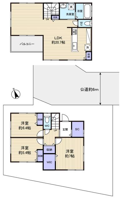 Floor plan. 25,800,000 yen, 3LDK, Land area 123.49 sq m , Building area 94.39 sq m 2 floor living adoption