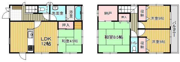 Floor plan. 21.3 million yen, 4LDK, Land area 111.32 sq m , Building area 95.54 sq m