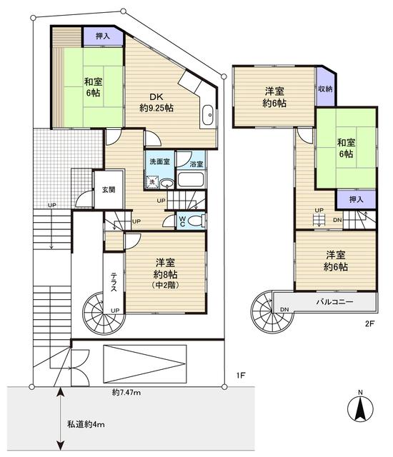 Floor plan. 10.8 million yen, 5DK, Land area 123.5 sq m , Is taken between the building area 92.11 sq m All rooms 6 quires more leeway