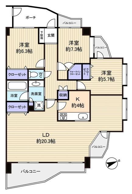 Floor plan. 3LDK, Price 21,700,000 yen, Occupied area 92.49 sq m , Floor plan changes to the balcony area 19.51 sq m 4LDK is also possible