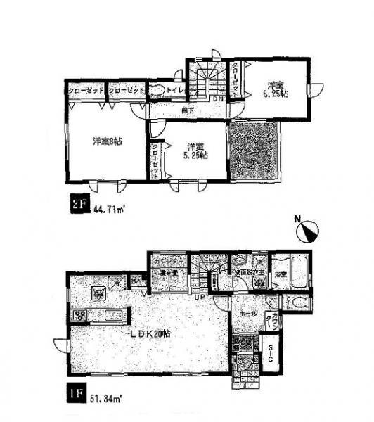 Floor plan. 31,800,000 yen, 3LDK, Land area 125.74 sq m , Building area 96.05 sq m