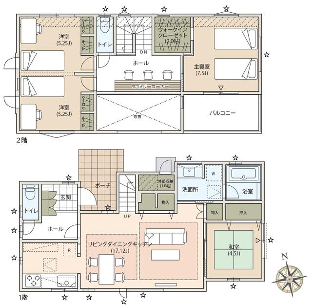 Floor plan. 29,700,000 yen, 3LDK, Land area 129.32 sq m , Building area 106.19 sq m Zenshitsuminami facing bright Mato