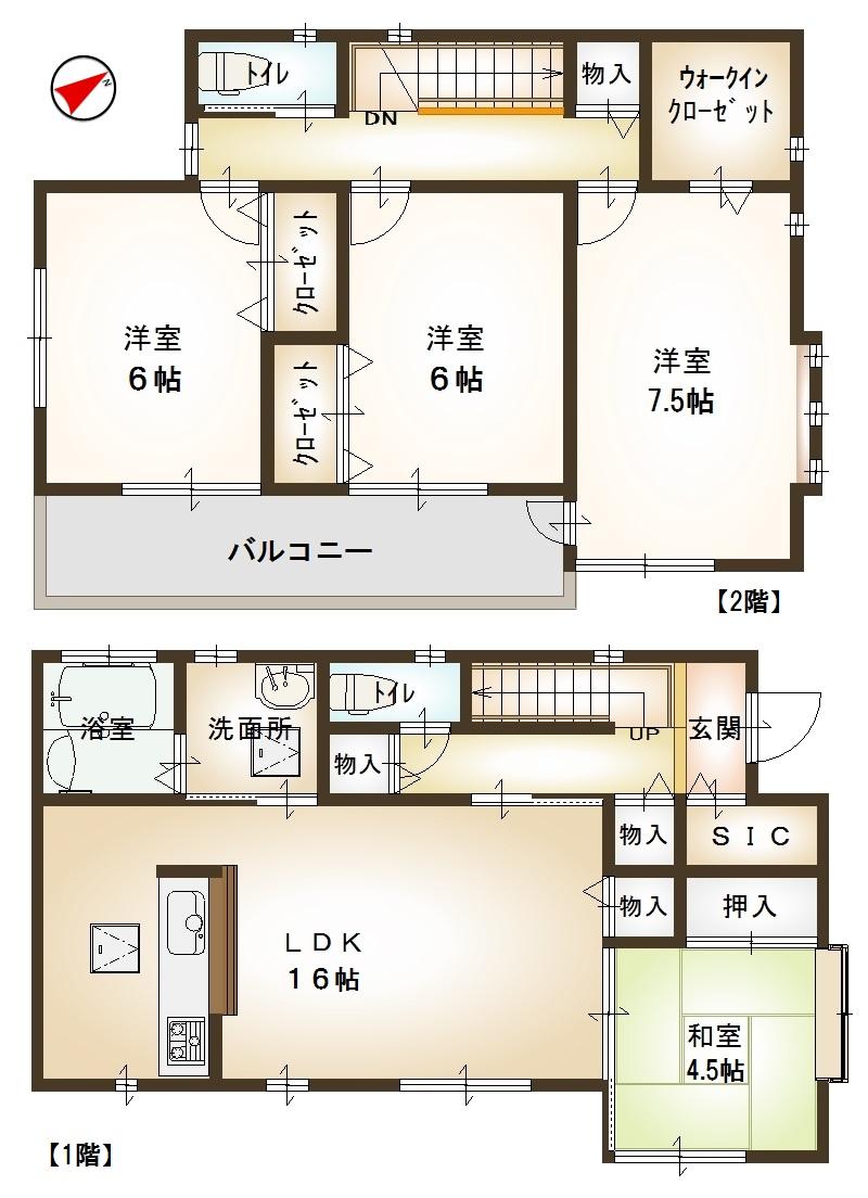 Floor plan. (B Building), Price 32,300,000 yen, 4LDK+2S, Land area 154.88 sq m , Building area 105.16 sq m