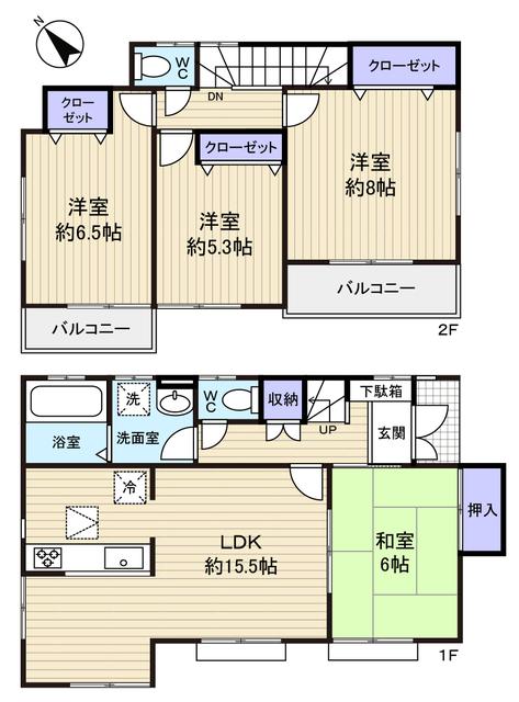 Floor plan. 25,800,000 yen, 4LDK, Land area 120 sq m , Bright floor plan of the building area 96.05 sq m All rooms southwestward