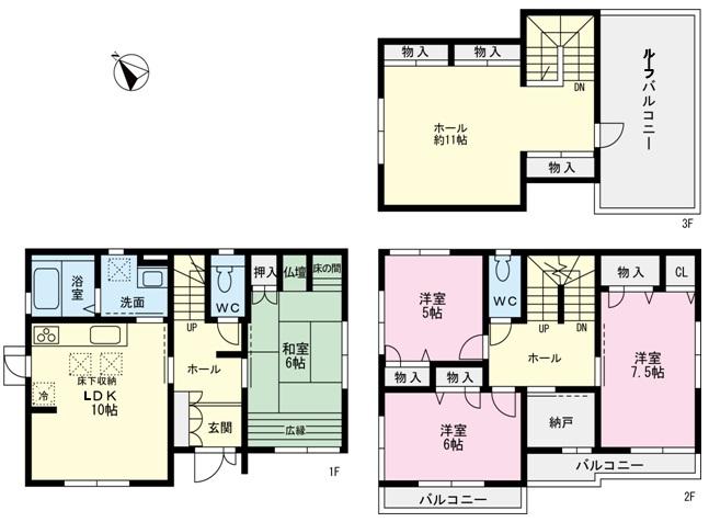 Floor plan. 24,900,000 yen, 5LDK + S (storeroom), Land area 97.38 sq m , Building area 126.55 sq m