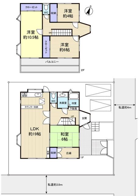 Floor plan. 18,800,000 yen, 4LDK, Land area 169.17 sq m , Bright floor plan of the building area 121.59 sq m All rooms are two-sided lighting