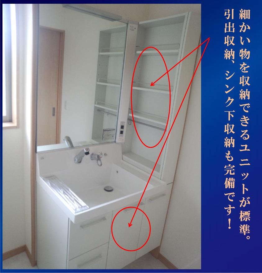 Wash basin, toilet. Unit is a standard that can hold things fine indispensable around vanity to the side. Drawer storage, Under the sink storage it is also equipped!